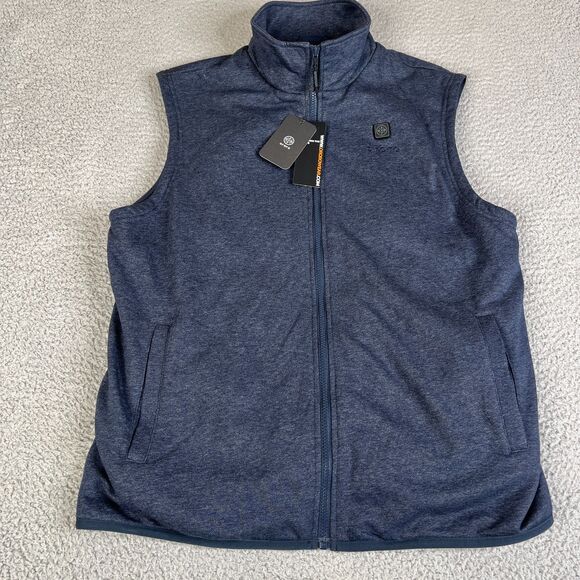 ORORO Heated Vest Mens XL Blue Full Zip Pockets Heavyweight Sweater NO BATTERY - Picture 1 of 16
